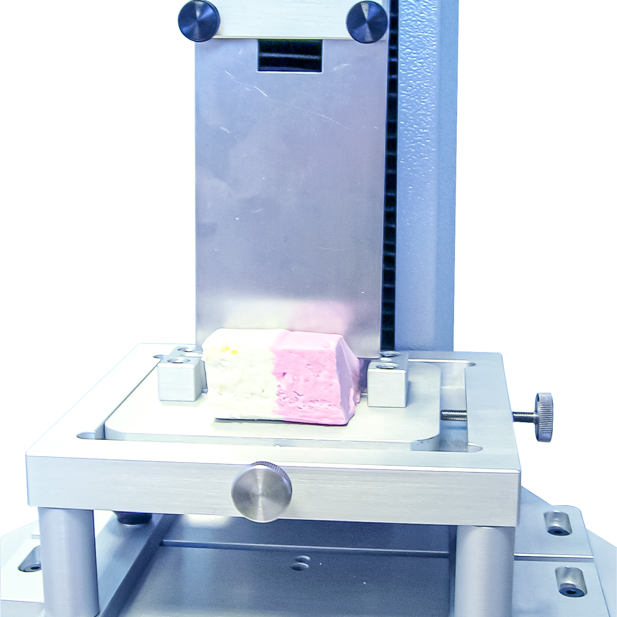 Shear test on coconut ice confectionery to measure hardness